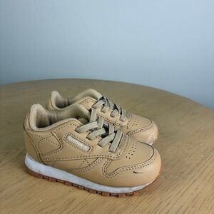 Reebok Classic Shoes Toddler 6 Tan Lace Up Sneakers Baby Retro Sporty Neutral